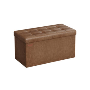 SONGMICS foldbar b?nk 89 liter 38 x 76 x 38 cm kaffebrun