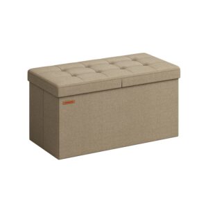 SONGMICS b?nk med opbevaringsplads 38 x 76 x 38 cm kamelbrun