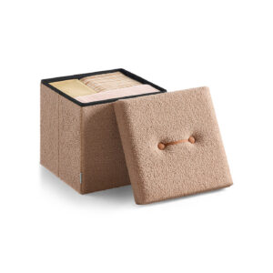 SONGMICS skammel med opbevaringsplads 38 x 38 x 38 cm kamelbrun