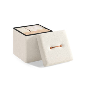 SONGMICS skammel med opbevaringsplads 38 x 38 x 38 cm cremehvid