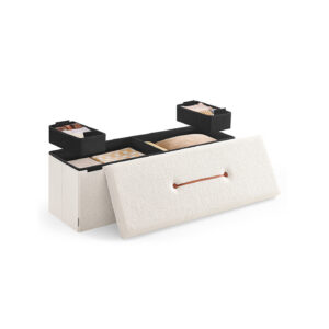 SONGMICS skammel med opbevaringsplads 38 x 110 x 38 cm cremehvid