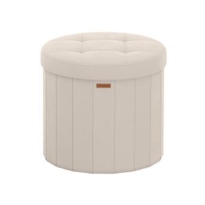 SONGMICS Rund skammel med opbevaringsplads og aftageligt l?g