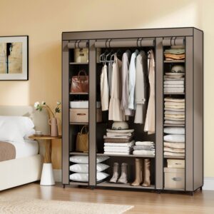 SONGMICS kl?deskab, stofskab, med betr?k af fleece