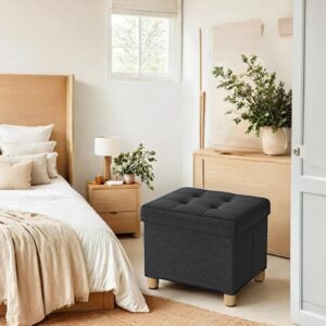 SONGMICS folding bench 32 x 40 x 33.5 cm with storage space, black