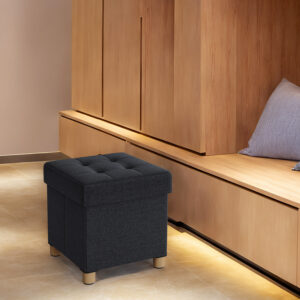 SONGMICS skammel med opbevaringsplads, lille sammenklappelig b?nk, 38 x 38 x 40 cm