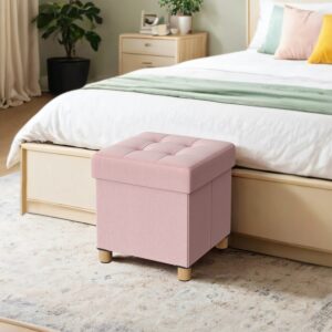 SONGMICS skammel med opbevaringsplads, lille sammenklappelig b?nk, 38