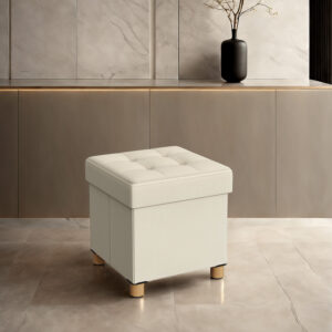 SONGMICS skammel med opbevaringsplads, lille sammenklappelig b?nk, 38 x 38 x 40 cm