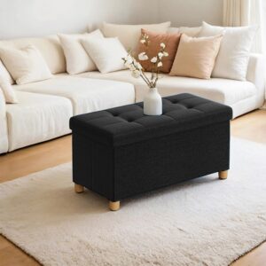 SONGMICS skammel med opbevaringsplads, sammenklappelig b?nk med ben, opbevaringsboks