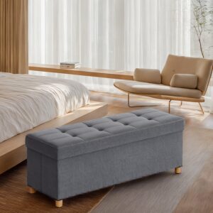 SONGMICS istuintyyny, taitettava penkki säilytystilalla, jalat