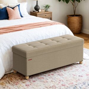 SONGMICS istuintyyny, taitettava penkki säilytystilalla, jalat