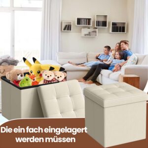 SONGMICS 30 cm b?nk med opbevaringsplads, sammenklappelig opbevaringskiste, opbevaringsboks