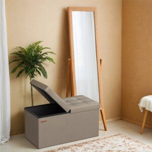 SONGMICS foldbar b?nk 89 liter 38 x 76 x 38 cm kamelbrun