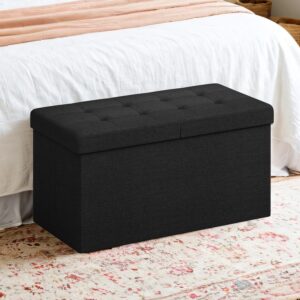 SONGMICS b?nk med opbevaringsplads 38 x 76 x 38 cm bl?k sort