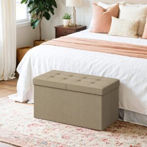 SONGMICS b?nk med opbevaringsplads, klapbar opbevaringskiste, opbevaringsboks