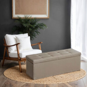 SONGMICS b?nk med opbevaringsplads, foldbar opbevaringskiste