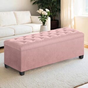 SONGMICS skammel med opbevaringsplads 40 x 110 x 40 cm pastellrosa