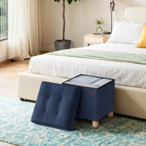 SONGMICS skammel med opbevaringsplads, lille sammenklappelig b?nk, 32