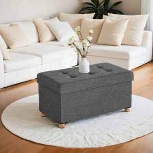 SONGMICS skammel med opbevaringsplads, sammenklappelig b?nk med ben, opbevaringsboks