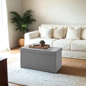 SONGMICS b?nk med opbevaringsplads, klapbar opbevaringskiste, opbevaringsboks