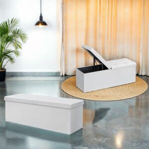 SONGMICS b?nk med opbevaringsplads, foldbar opbevaringskiste