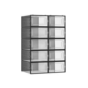 SONGMICS 12-piece plastic shoe box set up to size 44