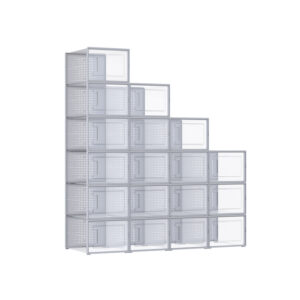 SONGMICS kenkälaatikot, 18 kpl:n sarja, läpinäkyvä harmaa