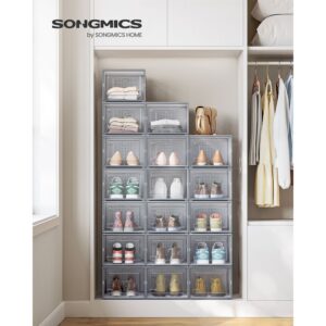 SONGMICS kenkälaatikot, 18 kpl:n sarja, läpinäkyvä-harmaa