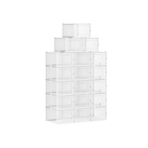 SONGMICS kenkälaatikot, läpinäkyvä valkoinen