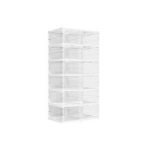 SONGMICS kenkäkaappi, 6 kenkälaatikkoa, läpinäkyvä, pilvinen valkoinen