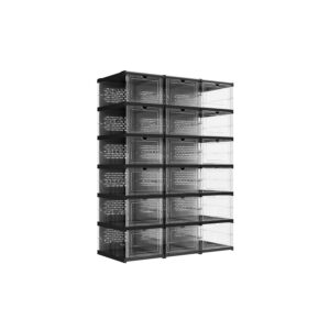 SONGMICS kenkäkaappi, 6 kenkälaatikkoa, läpinäkyvä-mustamusta