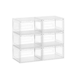 SONGMICS Pinottavat muoviset kenkälaatikot ovella ja läpinäkyvällä ulkonäöllä