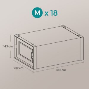 SONGMICS kenkälaatikot, 18 kpl:n sarja, muoviset kenkäorganisaattorit