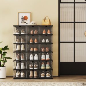 SONGMICS kenkäkaappi, 3 kpl, 18 kenkälaatikkoa, integroitu kenkäorganisaattori