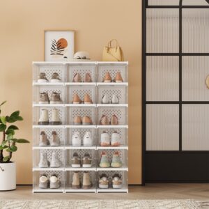 SONGMICS kenkäkaappi, 3 kpl, 18 kenkälaatikkoa, integroitu kenkäorganisaattori