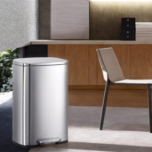 SONGMICS 50 L trash can, kitchen trash can, kitchen pedal bin with lid and inner bucket