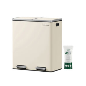 SONGMICS skraldespand 2 x 30 liter med l?g og indvendig spand cremehvid