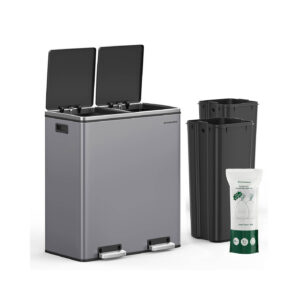 SONGMICS skraldespand med 2 rum og klapl?g 2 x 30 liter skifergr?