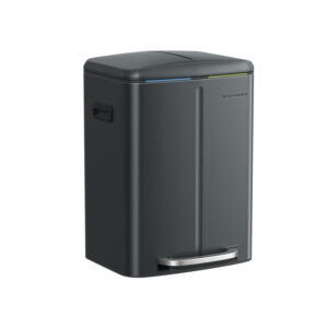 SONGMICS Keittiön roskakori 2 x 20 l, pehmeästi sulkeutuvalla kannella, vihreänharmaa