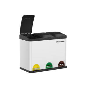 SONGMICS skraldespand 3 x 15 liter med l?g og inderspand hvid-sort