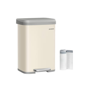 SONGMICS affaldsspand til k?kkenet med l?g 50 liter sandbeige-duvegr?