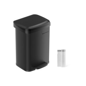 SONGMICS affaldsspand til k?kkenet 50 liter af metal med l?g, sort