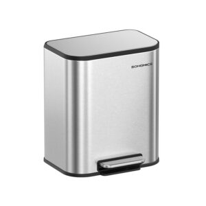 SONGMICS 20-liter trash can with lid, metallic silver