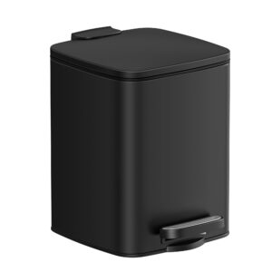 SONGMICS Cosmetic Bin with Pedal, Black Steel