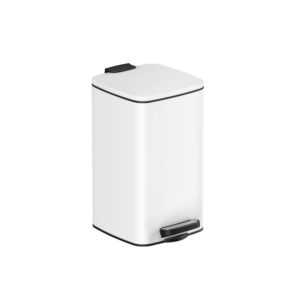SONGMICS Cosmetic Bin with Pedal Soft Close Steel White