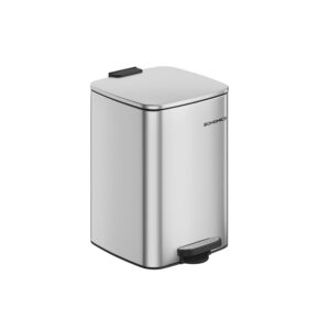 SONGMICS 20-liter steel trash can in metallic silver
