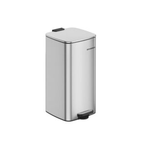 SONGMICS 30-liter steel trash can in metallic silver
