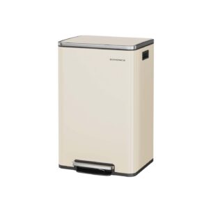SONGMICS 50 L trash can with lid and handles, cream-colored