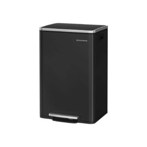 SONGMICS 50 L trash can with lid and handles, ink black