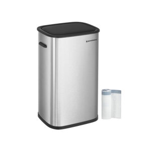 SONGMICS 50-liter trash can with sensor, stainless steel, silver