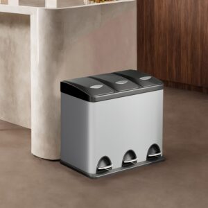 SONGMICS Kitchen Trash Can, 3 x 8 L, Small Capacity